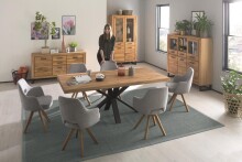 Esstisch >Eastbourne< in Eiche aus Massivholz,Metall - 200x76x100cm (BxHxT)