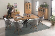 Esstisch >Eastbourne< in Eiche aus Massivholz,Metall - 200x76x100cm (BxHxT)
