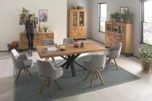 Esstisch >Eastbourne< in Eiche aus Massivholz,Metall - 200x76x100cm (BxHxT)
