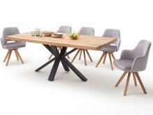 Esstisch >Eastbourne< in Eiche aus Massivholz,Metall - 200x76x100cm (BxHxT)