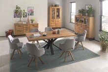 Esstisch >Eastbourne< in Eiche aus Massivholz,Metall - 200x76x100cm (BxHxT)
