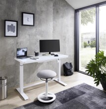 Schreibtisch >Livadia< in Weiß aus Stahl,Glas - 120x72x60cm (BxHxT)