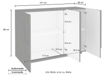 Kommode >Piacenza< in Schiefer Nachbildung - 121x86x38cm (BxHxT)
