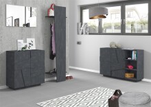 Schuhschrank >Piacenza< Beton oder Schiefer oder Weiß-Hochglanz