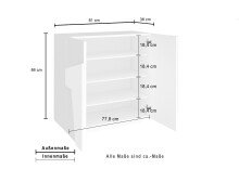 Schuhschrank >Piacenza< in Schiefer Nachbildung - 81x86x38cm (BxHxT)