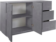 Sideboard >Piacenza< Beton oder Schiefer oder Weiß-Hochglanz