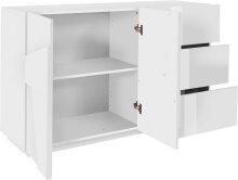 Sideboard >Piacenza< in Weiß-Hochglanz - 140x86x44cm (BxHxT)