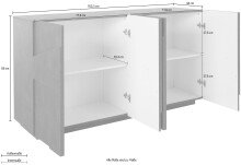 Sideboard >Piacenza< in Schiefer Nachbildung - 162,5x86x44cm (BxHxT)