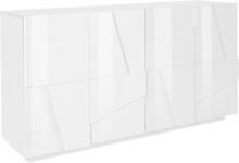Sideboard >Piacenza< in Weiß-Hochglanz - 162,5x86x44cm (BxHxT)