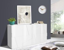 Sideboard >Piacenza< in Weiß-Hochglanz - 162,5x86x44cm (BxHxT)