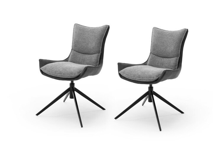 Esszimmerstuhl >Kissamos< (2-er Set) in Anthrazit aus Metall - 57x89x66 (BxHxT)