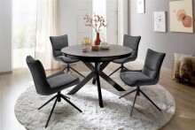 Esszimmerstuhl >Kissamos< (2-er Set) in Anthrazit aus Metall - 57x89x66 (BxHxT)
