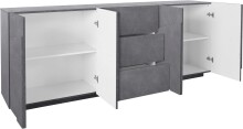 Sideboard >Piacenza< Beton oder Schiefer oder Weiß-Hochglanz