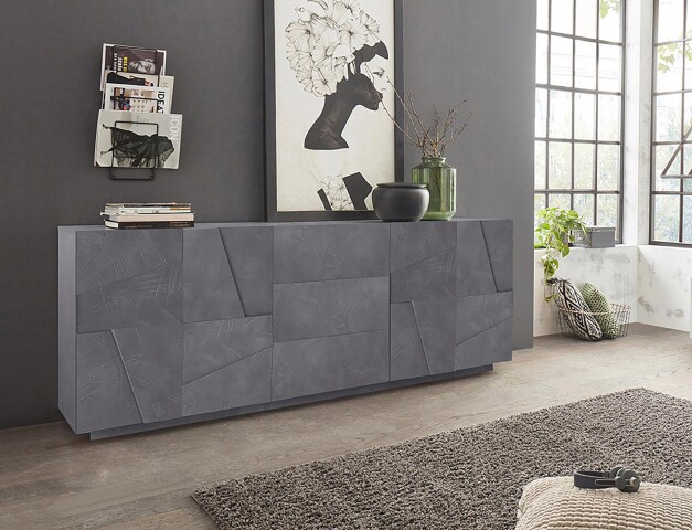 Sideboard >Piacenza< in Schiefer Nachbildung - 220x86x44cm (BxHxT)