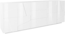Sideboard >Piacenza< in Weiß-Hochglanz - 220x86x44cm (BxHxT)