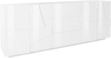Sideboard >Piacenza< in Weiß-Hochglanz - 224x86x44cm (BxHxT)