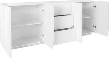 Sideboard >Piacenza< in Weiß-Hochglanz - 224x86x44cm (BxHxT)