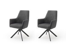 Esszimmerstuhl >Serifos< (2-er Set) in Anthrazit aus Metall - 60x92x65cm (BxHxT)