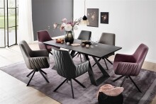 Esszimmerstuhl >Serifos< (2-er Set) in Rot Merlot aus Metall - 60x92x65 (BxHxT)