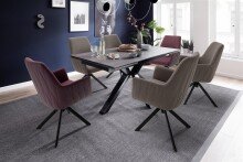 Esszimmerstuhl >Serifos< (2-er Set) in Rot Merlot aus Metall - 60x92x65 (BxHxT)