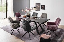 Esszimmerstuhl >Serifos< (2-er Set) in Rot Merlot aus Metall - 60x92x65 (BxHxT)