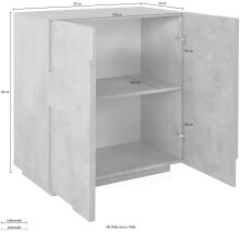 Sideboard >Piacenza< in Beton Nachbildung - 81x86x44cm (BxHxT)