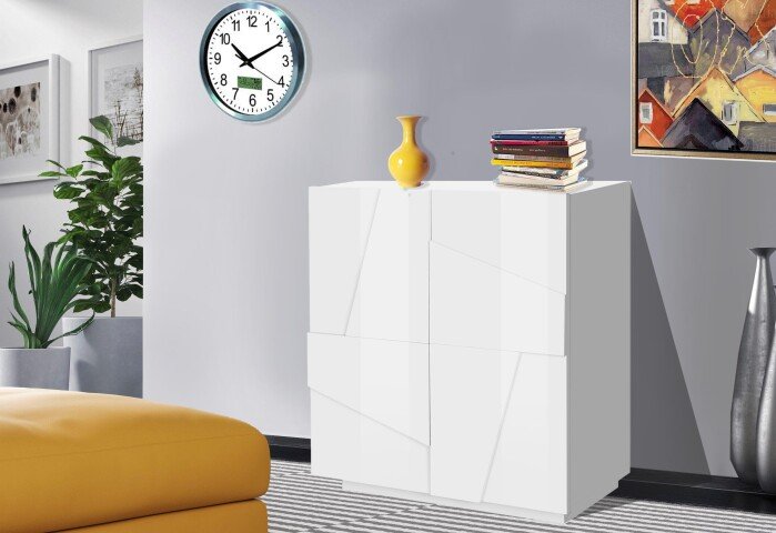 Sideboard >Piacenza< in Weiß-Hochglanz - 81x86x44cm (BxHxT)