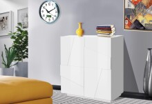 Sideboard >Piacenza< in Weiß-Hochglanz -...