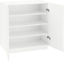 Schuhschrank >Viterbo< in Weiß-Hochglanz - 79,2x86x38cm (BxHxT)