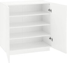 Schuhschrank >Viterbo< in Weiß-Hochglanz - 79,2x86x38cm (BxHxT)