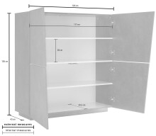Highboard >Viterbo< in Schiefer Nachbildung oder Weiß-Hochglanz