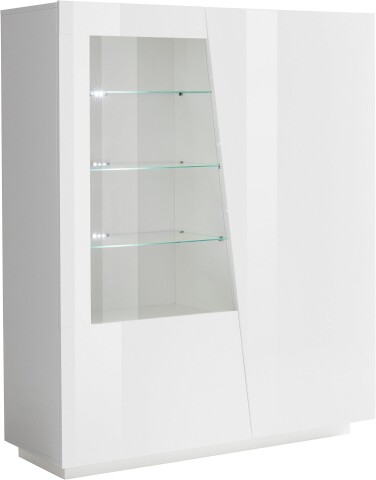 Vitrine >Viterbo< in Weiß-Hochglanz - 120x146x43cm (BxHxT)
