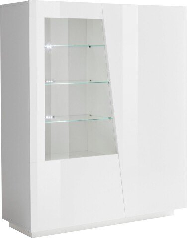 Vitrine >Viterbo< in Weiß-Hochglanz - 120x146x43cm (BxHxT)
