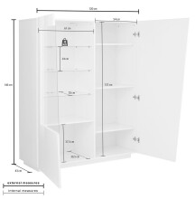 Vitrine >Viterbo< in Weiß-Hochglanz - 120x146x43cm (BxHxT)