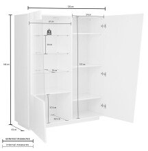 Vitrine >Viterbo< in Weiß-Hochglanz - 120x146x43cm (BxHxT)