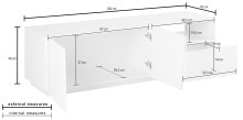 TV-Board >Viterbo< in Weiß-Hochglanz - 150x46x43cm (BxHxT)