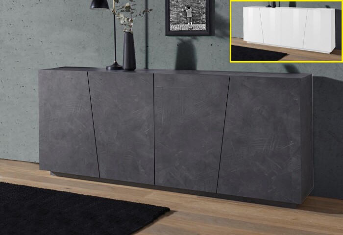 Sideboard >Viterbo< in Schiefer Nachbildung oder Weiß-Hochglanz