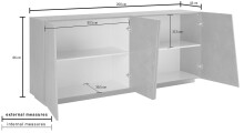 Sideboard >Viterbo< in Schiefer Nachbildung oder Weiß-Hochglanz