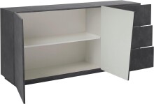 Sideboard >Viterbo< in Schiefer Nachbildung oder Weiß-Hochglanz