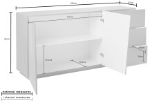 Sideboard >Viterbo< in Weiß-Hochglanz - 180x86x43cm (BxHxT)