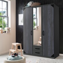 Kleiderschrank >Barton II< in Graphit Digi Steel -...