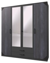 Kleiderschrank >Barton III< in Graphit Digi Steel - 180x198x58cm (BxHxT)