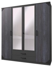 Kleiderschrank >Barton III< in Graphit Digi Steel - 180x198x58cm (BxHxT)