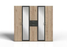 Kleiderschrank >Drugi I< in Artisan Eiche Graphit - 225x208x58cm (BxHxT)