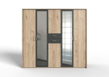 Kleiderschrank >Drugi I< in Artisan Eiche Graphit - 225x208x58cm (BxHxT)
