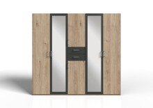 Kleiderschrank >Drugi I< in Artisan Eiche Graphit - 225x208x58cm (BxHxT)