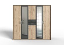 Kleiderschrank >Drugi I< in Artisan Eiche Graphit - 225x208x58cm (BxHxT)