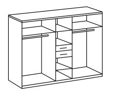 Kleiderschrank >Drugi I< in Artisan Eiche Graphit - 225x208x58cm (BxHxT)