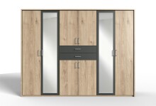 Kleiderschrank >Drugi II< in Artisan Eiche Graphit - 270x208x58cm (BxHxT)