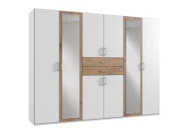 Kleiderschrank >Drugi II< in Weiß Plankeneiche - 270x208x58cm (BxHxT)